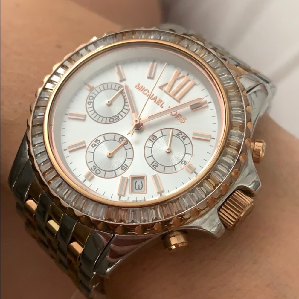 Micheal kors rose gold - silver - gold watch